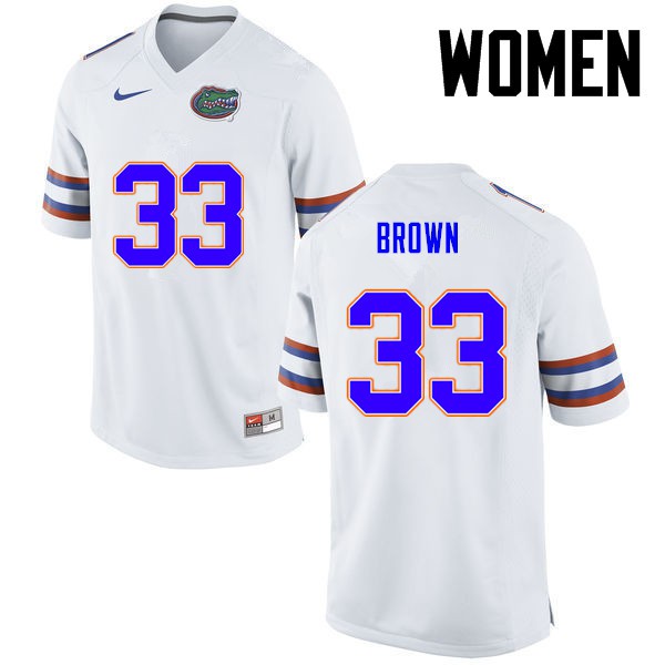 Florida Gators Women #33 Mack Brown College Football Jersey White